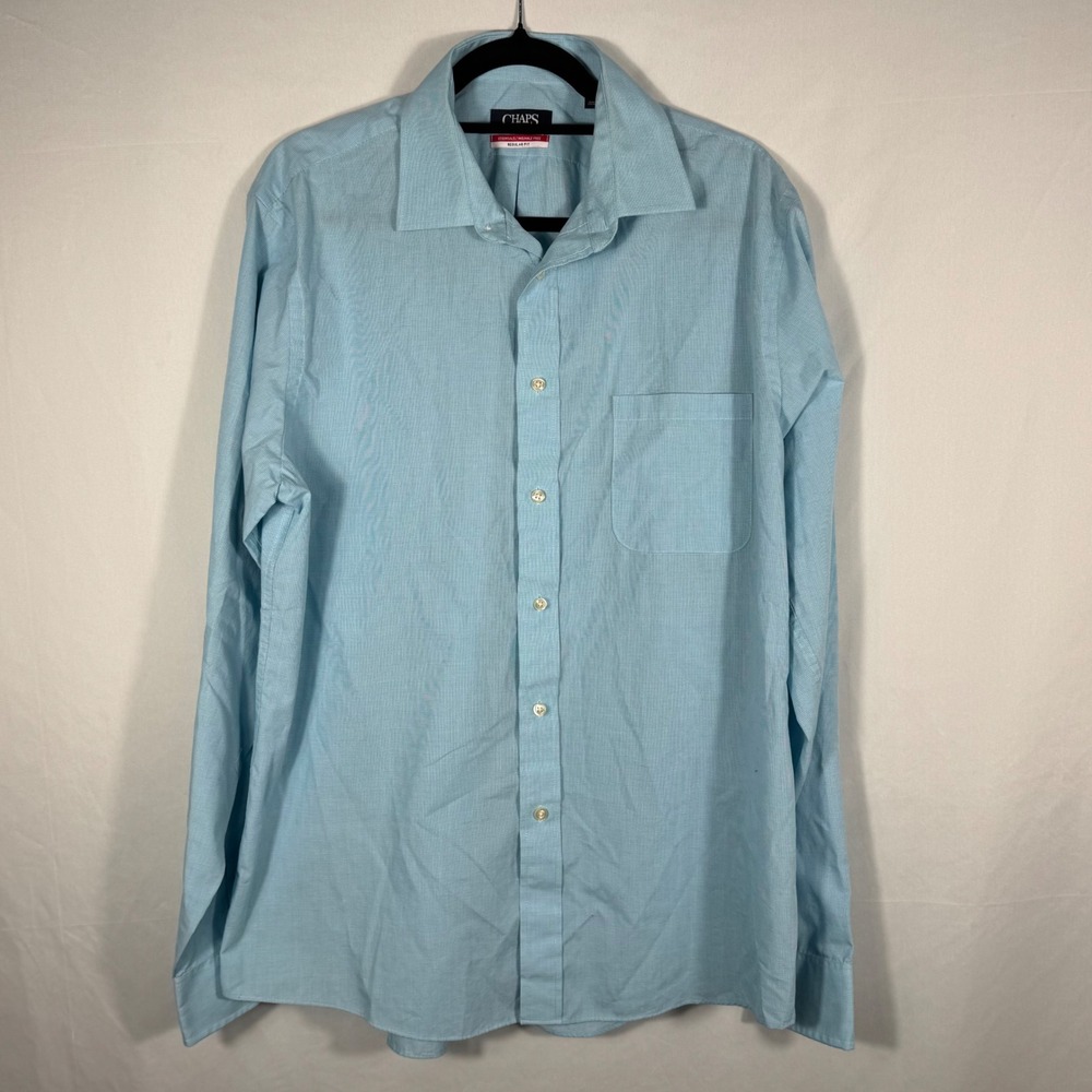Chaps Regular Fit Men's Light Blue Button up/down Shirt Sz 16-16.5